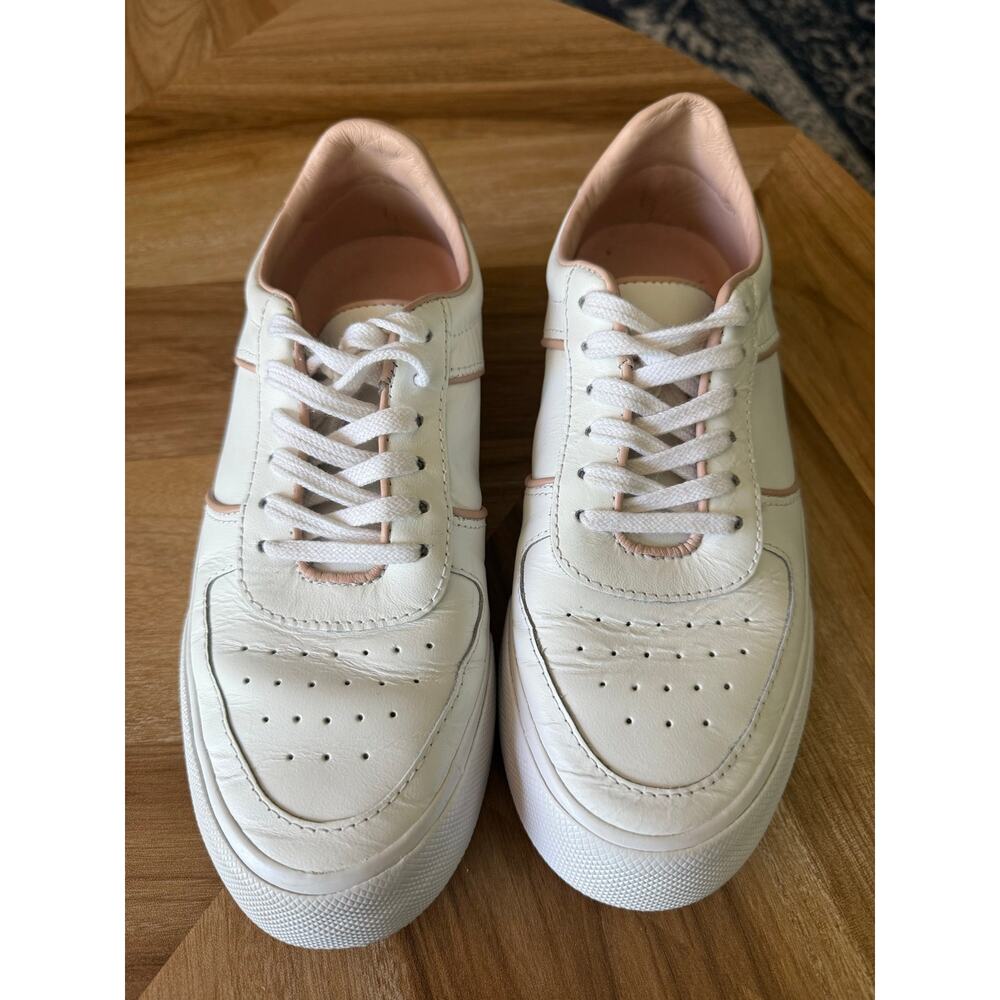Reformation Harlow White and Serenade Pink Leather Sneakers Sz. 7
